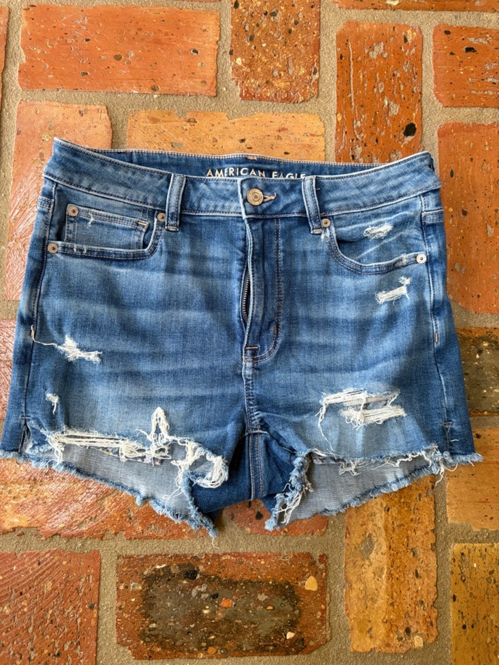 American Eagle Outfitters Blue Distressed Denim Cutoff Shorts